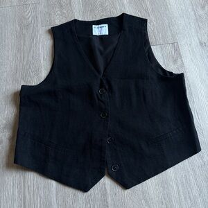 Old Navy Black Linen Vest